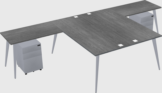 Shared l-shaped office desk system