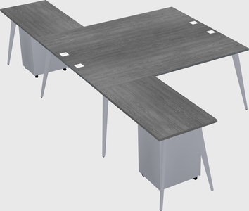 Shared l-shaped office desk system
