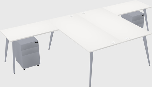 Shared l-shaped office desk system