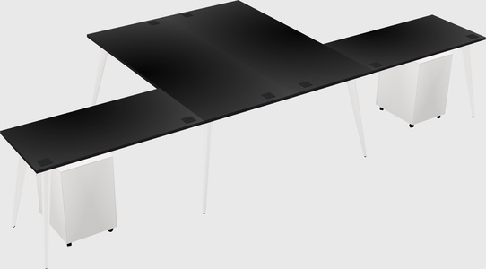 Shared l-shaped office desk system
