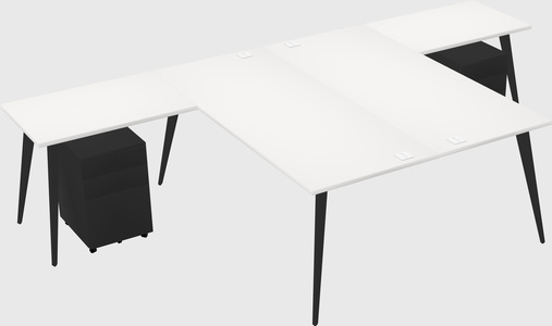 Shared l-shaped office desk system