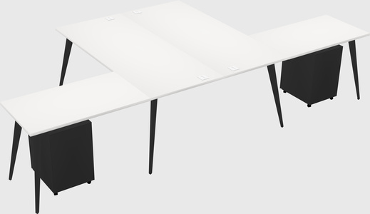 Shared l-shaped office desk system