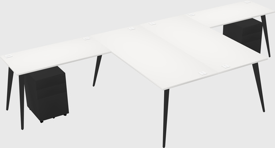 Shared l-shaped office desk system