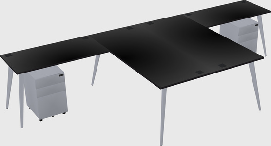 Shared l-shaped office desk system