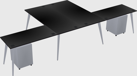 Shared l-shaped office desk system