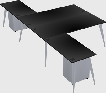 Shared l-shaped office desk system