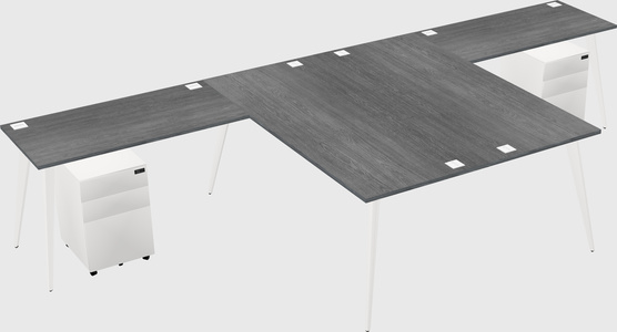 Shared l-shaped office desk system