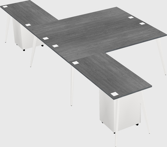 Shared l-shaped office desk system