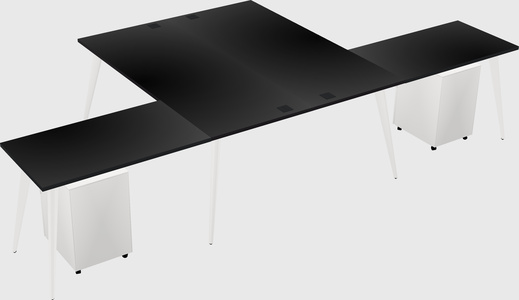Shared l-shaped office desk system