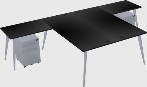 Shared l-shaped office desk system