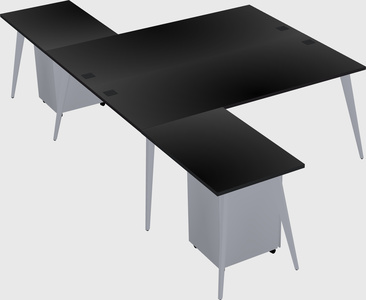 Shared l-shaped office desk system