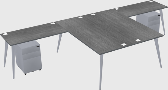 Shared l-shaped office desk system