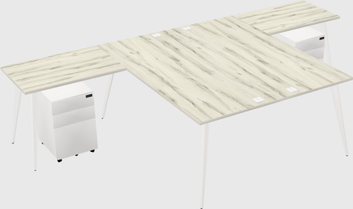 Shared l-shaped office desk system