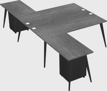 Shared l-shaped office desk system