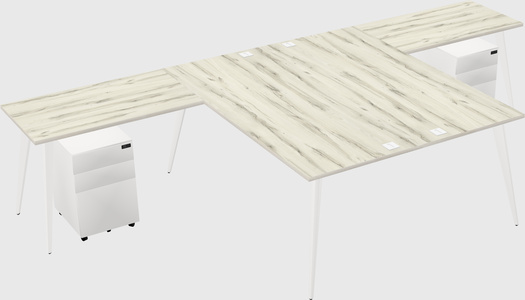 Shared l-shaped office desk system