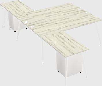 Shared l-shaped office desk system