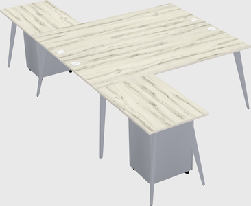 Shared l-shaped office desk system
