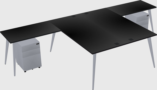 Shared l-shaped office desk system