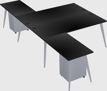 Shared l-shaped office desk system