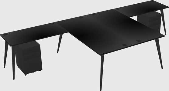 Shared l-shaped office desk system