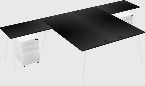 Shared l-shaped office desk system