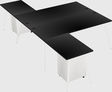 Shared l-shaped office desk system