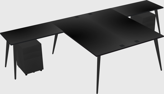 Shared l-shaped office desk system