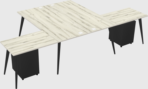 Shared l-shaped office desk system