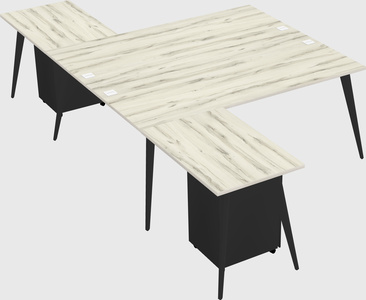 Shared l-shaped office desk system