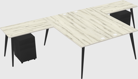 Shared l-shaped office desk system