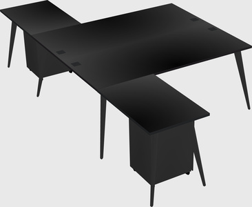 Shared l-shaped office desk system