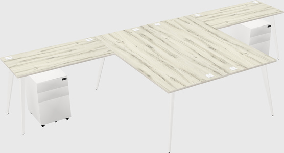 Shared l-shaped office desk system