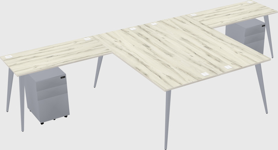 Shared l-shaped office desk system