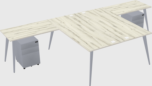 Shared l-shaped office desk system