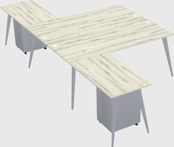 Shared l-shaped office desk system