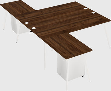 Shared l-shaped office desk system