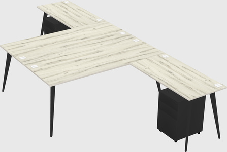 Shared l-shaped office desk system