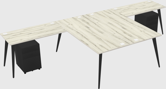 Shared l-shaped office desk system
