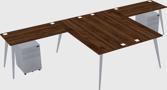 Shared l-shaped office desk system
