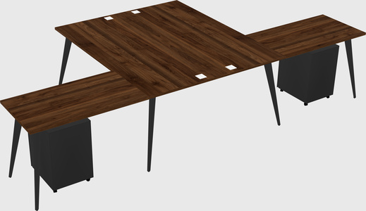 Shared l-shaped office desk system