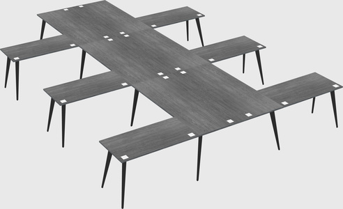 Shared l-shaped office desk system
