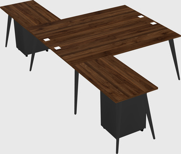 Shared l-shaped office desk system
