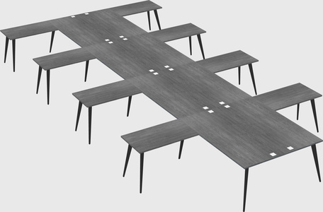 Shared l-shaped office desk system