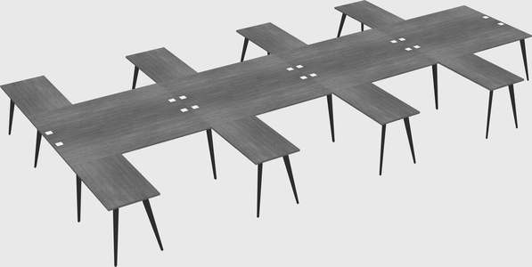 Shared l-shaped office desk system