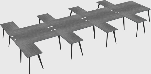 Shared l-shaped office desk system