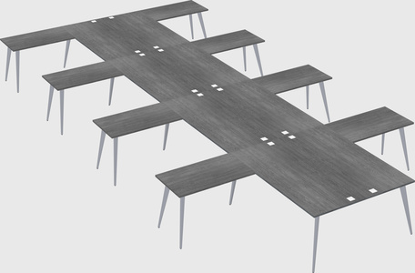 Shared l-shaped office desk system