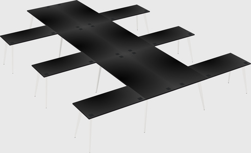 Shared l-shaped office desk system