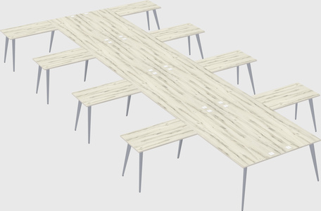 Shared l-shaped office desk system