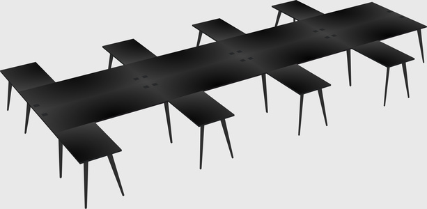 Shared l-shaped office desk system