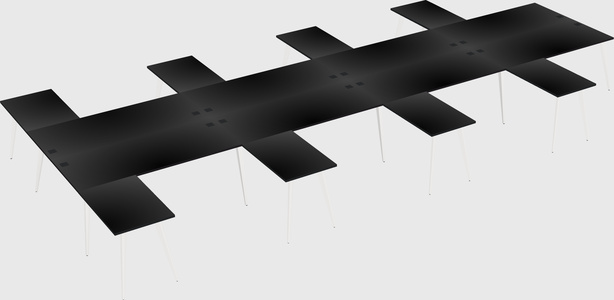 Shared l-shaped office desk system